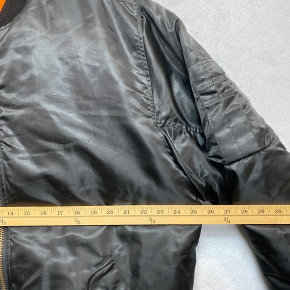 Arctic Pole Flight MA-1 Bomber Jacket Mens Size Large Black Orange Reversible - Picture 6 of 11